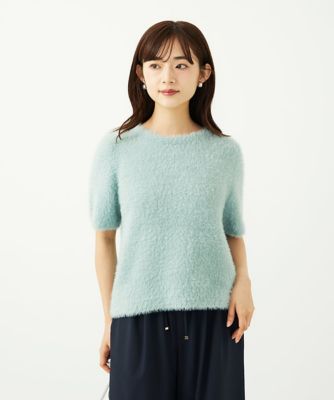 ＜MK MICHEL KLEIN（Women/小さいサイズ）＞【小さいサイズ】半袖シャギーニット／洗える