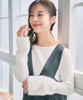 ＜MK MICHEL KLEIN（Women/小さいサイズ）＞【小さいサイズ】フェザー切替えコンパクトリブニット／洗える