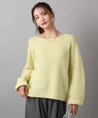 ＜MK MICHEL KLEIN（Women/小さいサイズ）＞【小さいサイズ】シアーボーダーボリュームパフスリーブニット／洗える