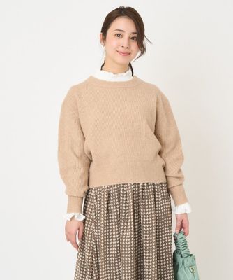 ＜MK MICHEL KLEIN（Women/小さいサイズ）＞【小さいサイズ】ショート丈コクーンスリーブニット／洗える