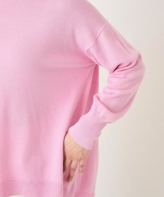 【小さいサイズ】ハイネックＡラインニットチュニック／洗える