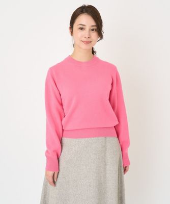 小さいサイズ】airwoolパール調釦バックデザインニット