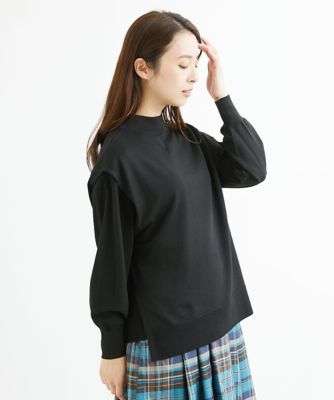 【小さいサイズ】ボトルネックニットベスト×ボリュームスリーブニット　アンサンブル／洗える