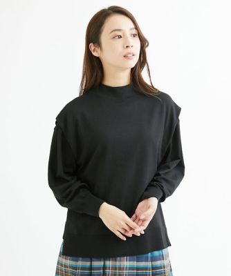 【小さいサイズ】ボトルネックニットベスト×ボリュームスリーブニット　アンサンブル／洗える