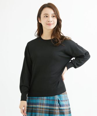 【小さいサイズ】ボトルネックニットベスト×ボリュームスリーブニット　アンサンブル／洗える