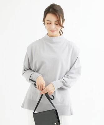 【小さいサイズ】ボトルネックニットベスト×ボリュームスリーブニット　アンサンブル／洗える