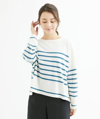 ＜MK MICHEL KLEIN（Women/小さいサイズ）＞【小さいサイズ】カラーボーダー柄ニット／洗える