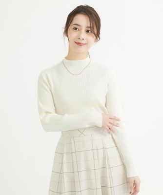 ＜MK MICHEL KLEIN（Women/小さいサイズ）＞【小さいサイズ】モックネックリブニット／洗える