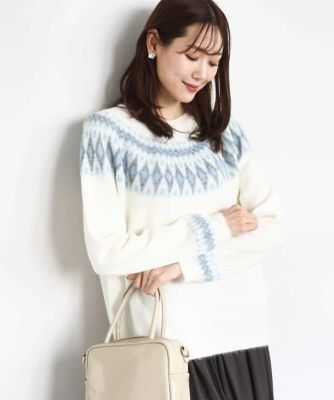 ＜MK MICHEL KLEIN（Women/小さいサイズ）＞【小さいサイズ】ノルディック柄ニット／洗える