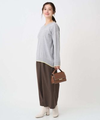 小さいサイズ】配色ラインVネックニット／洗える | MK MICHEL KLEIN