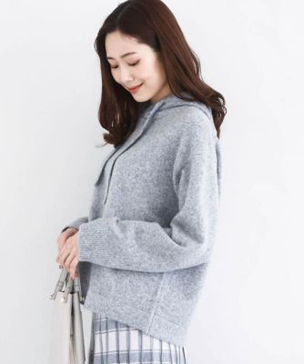 ＜MK MICHEL KLEIN（Women/小さいサイズ）＞クロップド丈ニットフーディー／洗える