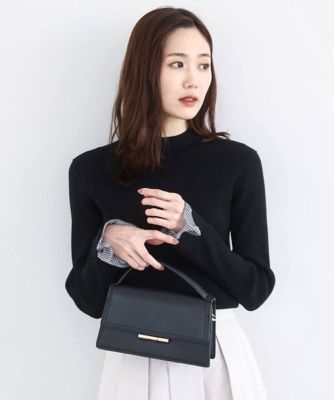 小さいサイズ】千鳥格子柄シフォンレイヤード風ハイゲージニット