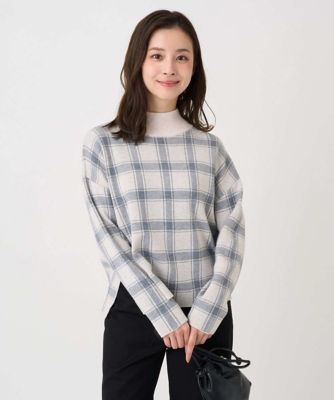 ＜MK MICHEL KLEIN（Women/小さいサイズ）＞【小さいサイズ】チェック柄ニットプルオーバー／洗える