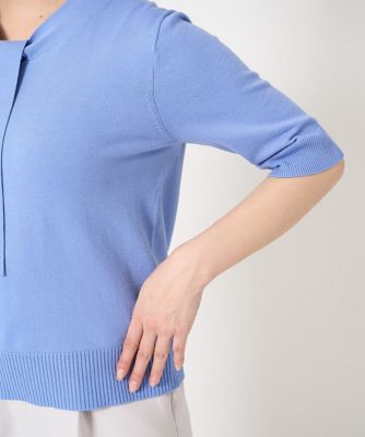 小さいサイズ】ボウタイデザインカラーニットアンサンブル／洗える