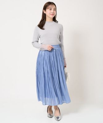 【小さいサイズ】ラメボーダーシアー切替えリブニット／洗える
