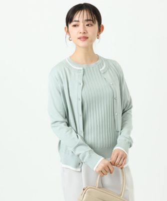 ＜MK MICHEL KLEIN（Women/小さいサイズ）＞【小さいサイズ】配色デザインカラーニットアンサンブル／洗える