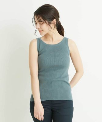＜MK MICHEL KLEIN（Women/小さいサイズ）＞【小さいサイズ／洗濯機で洗える】細リブニットタンクトップ
