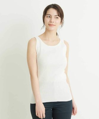 【小さいサイズ／洗濯機で洗える】細リブニットタンクトップ