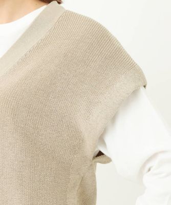 【小さいサイズ】ニットベスト×ロンＴツインセット／洗える