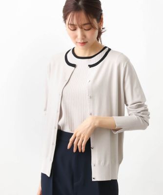 ＜MK MICHEL KLEIN（Women/小さいサイズ）＞【小さいサイズ】カラーニットアンサンブル（配色ライン／無地）／ＷＥＢ限定／洗える