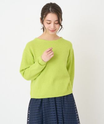 【小さいサイズ】コットンメッシュボートネックニット／洗える