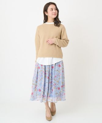 【小さいサイズ】コットンメッシュボートネックニット／洗える