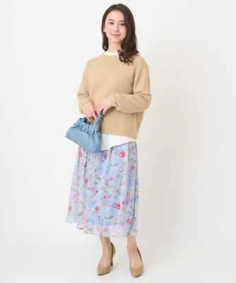 【小さいサイズ】コットンメッシュボートネックニット／洗える