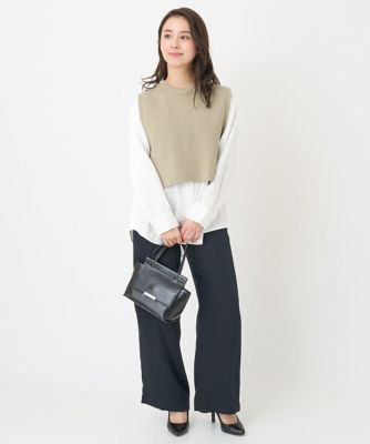 小さいサイズ】ニットベスト×シャツブラウス ツインセット