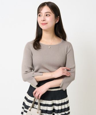 【小さいサイズ】七分袖コンパクトリブニット／洗える