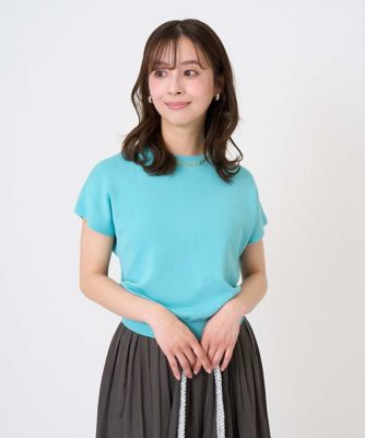 ＜MK MICHEL KLEIN（Women/小さいサイズ）＞【小さいサイズ】フレンチスリーブニット／接触冷感／ＵＶカット／洗える