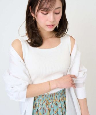 ＜MK MICHEL KLEIN（Women/小さいサイズ）＞【小さいサイズ】スクエアネックリブニットタンクトップ／ＵＶカット／洗える