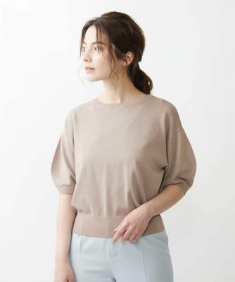 ＜MK MICHEL KLEIN（Women/小さいサイズ）＞【小さいサイズ／洗える】パール調釦バックデザインニット