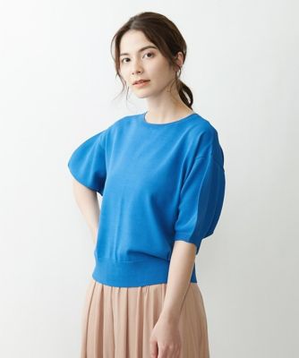 【小さいサイズ／洗える】パール調釦バックデザインニット