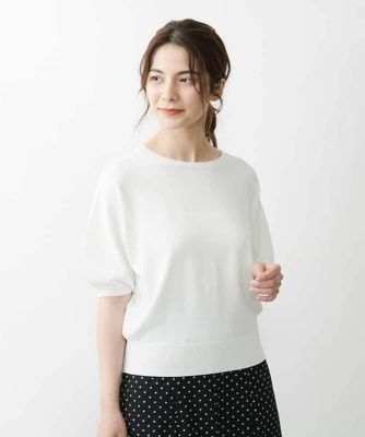 【小さいサイズ／洗える】パール調釦バックデザインニット