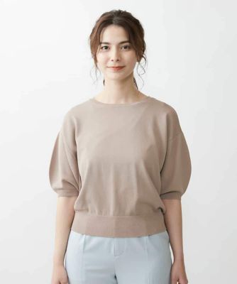 【小さいサイズ／洗える】パール調釦バックデザインニット