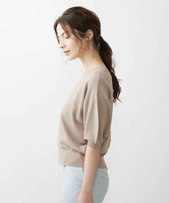 【小さいサイズ／洗える】パール調釦バックデザインニット