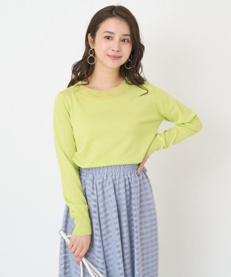 ＜MK MICHEL KLEIN（Women/小さいサイズ）＞【小さいサイズ】シアーネック切替えニット／洗える