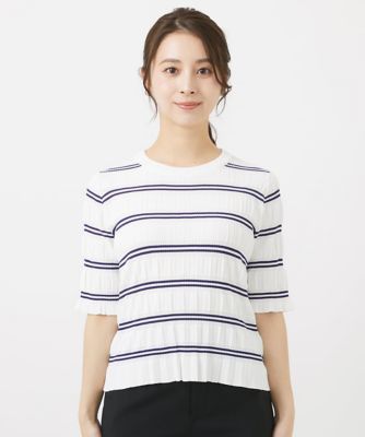 【小さいサイズ】シャーリングプリーツ加工デザインコンパクトニット／洗える