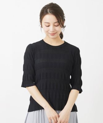 【小さいサイズ】シャーリングプリーツ加工デザインコンパクトニット／洗える