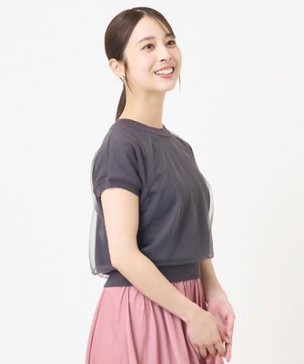 ＜MK MICHEL KLEIN（Women/小さいサイズ）＞【小さいサイズ】チュールデザインコンパクトニット／接触冷感／洗える
