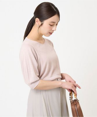 MK ミッシェルクラン（MK MICHEL  ）/【小さいサイズ】ボリュームスリーブVネックラメニット/洗える 小さいサイズ】ボリュームスリーブVネックラメニット／洗える | MK