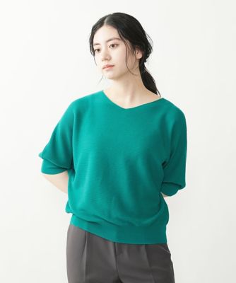 ＜三越伊勢丹/公式＞【SALE】MK MICHEL KLEIN（Women/小さいサイズ）/エムケーミッシェルクラン ドルマンスリーブニット／洗える グリーン35 トップス【三越伊勢丹/公式】
