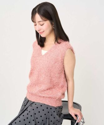 ＜MK MICHEL KLEIN（Women/小さいサイズ）＞【小さいサイズ】ラメシャギーニットジレ／前後２ｗａｙ／洗える