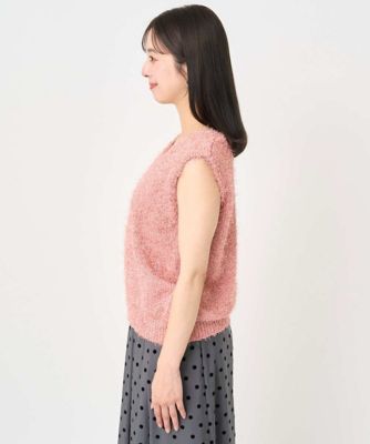 小さいサイズ】ラメシャギーニットジレ／前後2way／洗える | MK