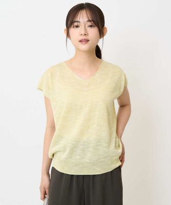 ＜MK MICHEL KLEIN（Women/小さいサイズ）＞【小さいサイズ】フレンチスリーブラメニット／洗える