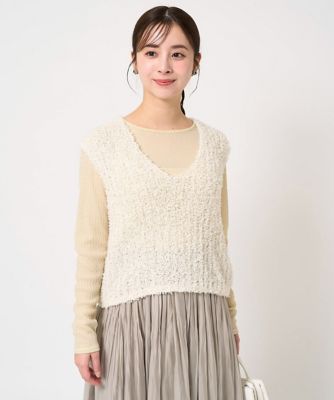 小さいサイズ】リボンヤーンニットベスト／洗える | MK MICHEL KLEIN