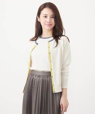 ニット セーター 「配色カラー/アンサンブル可能」きれいめ七分