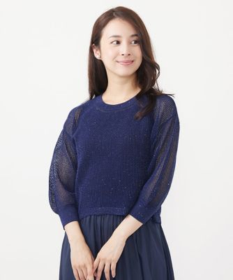 小さいサイズ】スパンコールメッシュニット／洗える | MK MICHEL KLEIN