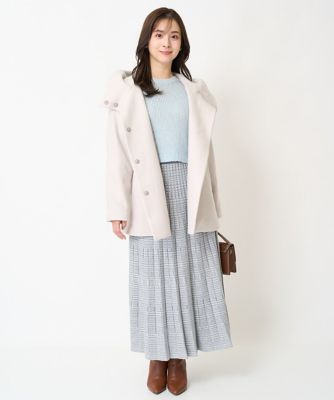 【小さいサイズ】グレンチェックジャガードニットプリーツスカート／洗える