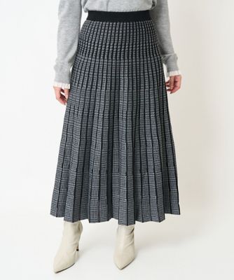 MK MICHEL KLEIN（Women/小さいサイズ）/エムケーミッシェルクラン 【小さいサイズ】グレンチェックジャガードニットプリーツスカート/洗える